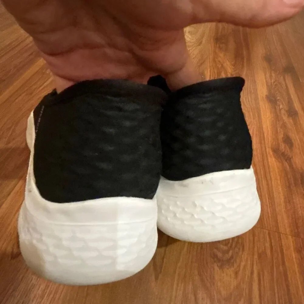 Skechers slip ons go walk black white sneakers women's 9